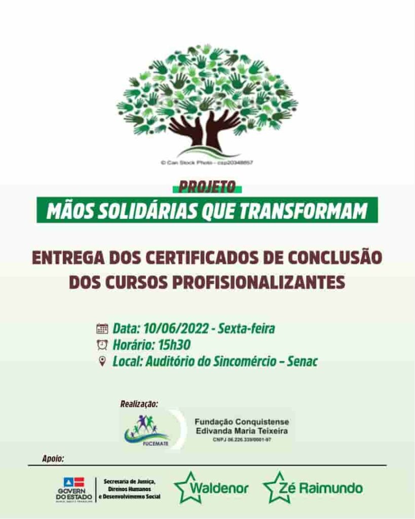 Entrega dos certificados de conclusão dos cursos profissionalizantes